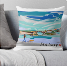 Portsoy harbour cushion from RedBubble by Helen Imogen